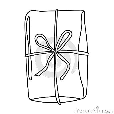 Vector illustration of a holiday gift wrapping in doodles style. Illustration with present, gift hand drawn on white Vector Illustration