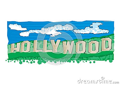 Vector illustration of Hollywood sign in Los Angeles. Flat style illustration Vector Illustration