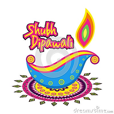 Diya Diwali festival. Shubh Dipawali Vector Illustration