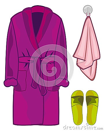 Home cloth robe ,towel and slippers.Vector illustration Vector Illustration