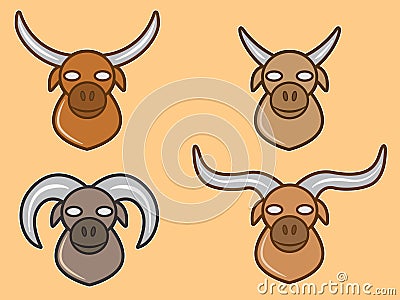 Vector illustration of horned animal head icon Vector Illustration