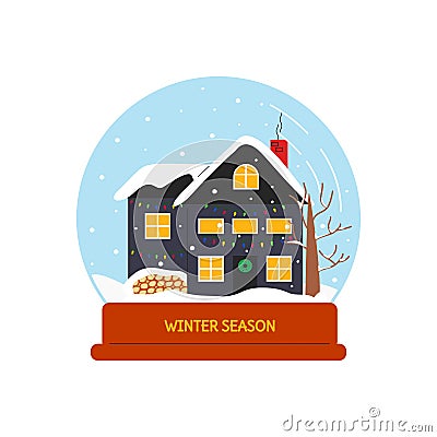 Vector illustration of house with christmas lights Vector Illustration