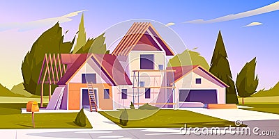 Vector illustration of house construction site Vector Illustration