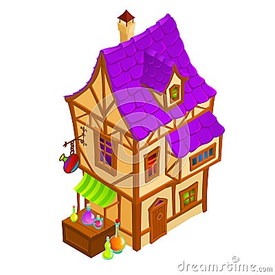 Vector illustration house isometric isolated on white for game Vector Illustration