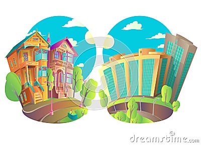 Vector illustration houses 5 Vector Illustration