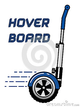 Nice Vector illustration of hoverboard Modern electric ecology-friendly two-wheeled transport Blue gyro scooter isolated on white Vector Illustration