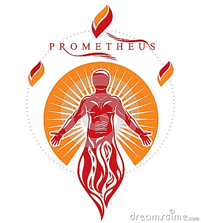 Vector illustration of human, athlete. Prometheus concept. Vector Illustration