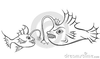 Vector illustration with hunting fish. Vector Illustration