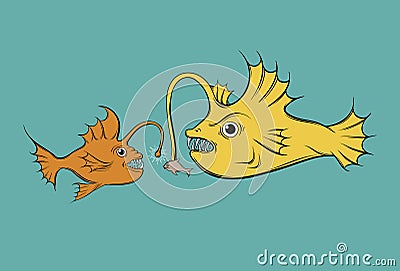 Vector illustration with hunting fish. Vector Illustration