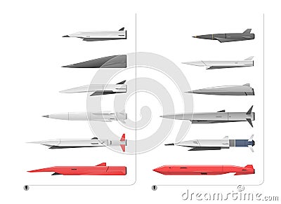Vector illustration of hypersonic rockets on a white background Stock Photo