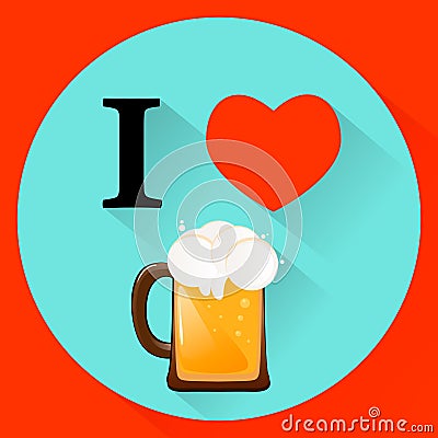 Vector illustration I love beer Vector Illustration