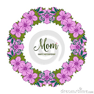 Vector illustration i love you mom for beauty purple flower frame Vector Illustration