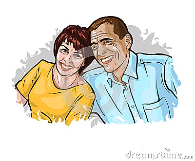 Vector illustration i an theme of family, love, marriage, loyalty, mutual respect Cartoon Illustration