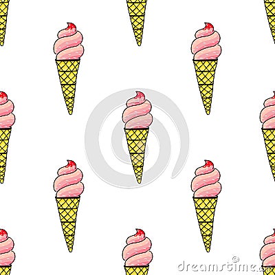 Assorted ice cream seamless pattern Vector Illustration