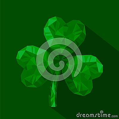 Vector illustration icon of crystal emerald Shamrock. Vector Illustration