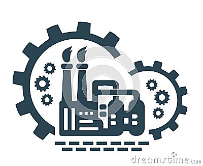 Vector illustration, icon, factory logo. Industrial facility. Universal design. Vector Illustration