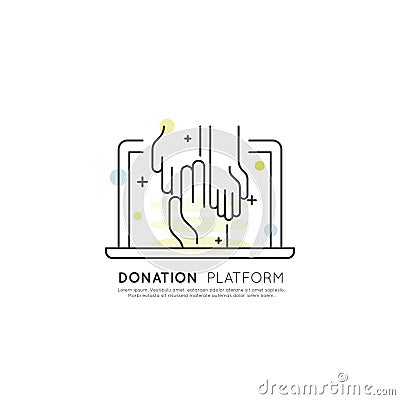 Element for Nonprofit Organizations and Donation Centre. Fundraising Symbols. Crowdfunding Project Label Vector Illustration