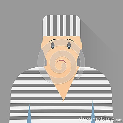 Vector illustration. Icon prisoner. prisoner in striped uniform. Vector Illustration