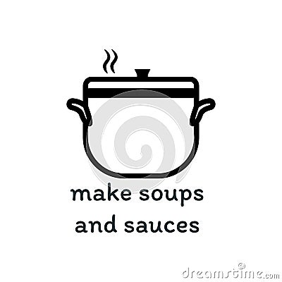 Vector illustration of an icon of a saucepan for making soup or sauce. Vector Illustration