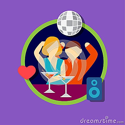 Vector illustration icon set of disco bar Vector Illustration