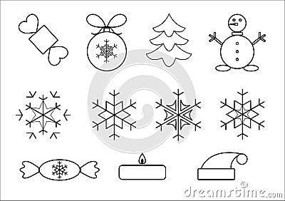 Vector illustration, icons christmas Cartoon Illustration