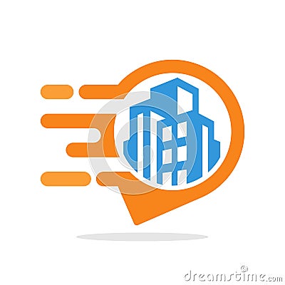 Vector illustration icons with the concept of informative & responsive service for accessing geographical information on the locat Vector Illustration