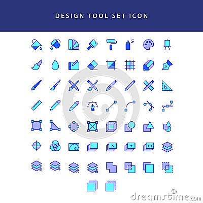 Vector illustration icons set of graphic designer items and tools filled outline icon set Vector Illustration