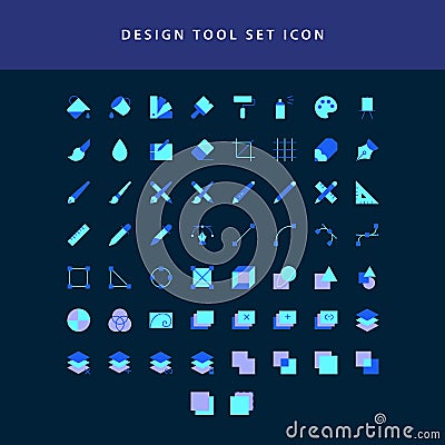 Vector illustration icons set of graphic designer items and tools flat style design icon set Vector Illustration