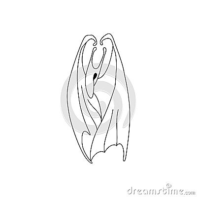 Vector illustration of imaginary animal with wings. Cartoon bat Vector Illustration