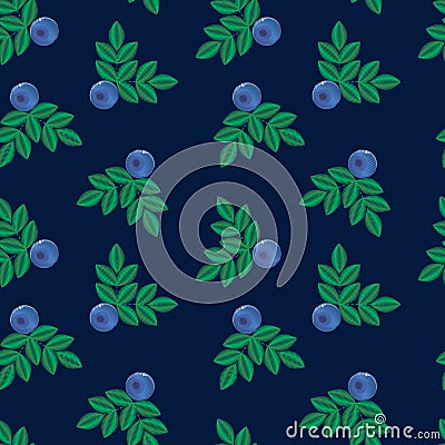 Vector illustration, imitation of embroidery. blue forest summer Vector Illustration