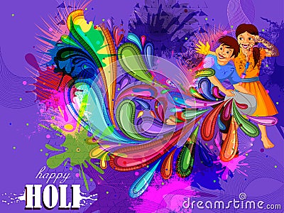 India Festival of Color Happy Holi background Vector Illustration