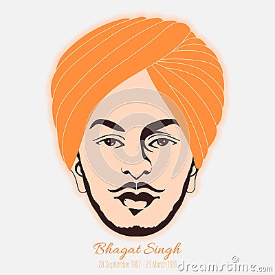 Vector illustration of indian sikh freedom fighter Bhagat Singh Vector Illustration