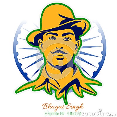 Vector illustration of indian sikh freedom fighter Bhagat Singh Vector Illustration