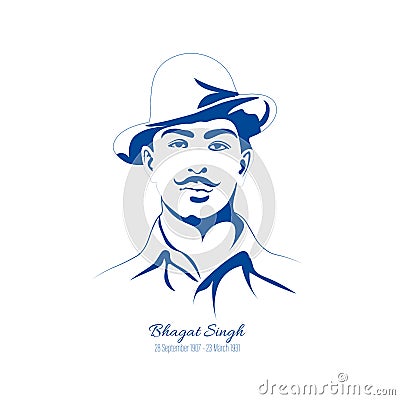 Vector illustration of indian sikh freedom fighter Bhagat Singh Vector Illustration