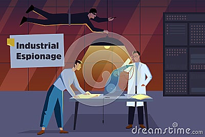 Vector illustration of an industrial, corporate espionage Vector Illustration