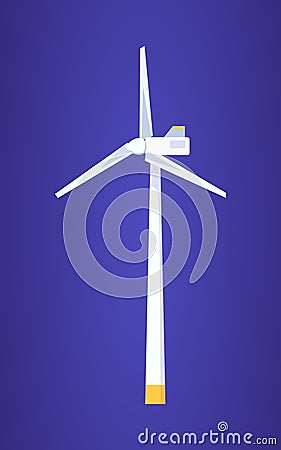 Vector illustration of an industrial wind generator on a blue background. The concept of modern methods of generating electricity Vector Illustration