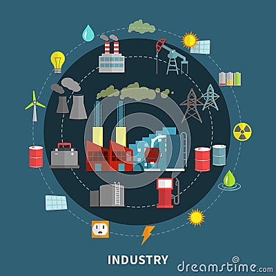 Vector illustration with industry elements Vector Illustration