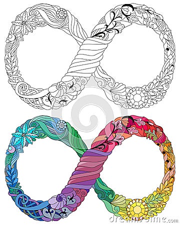 Vector illustration of an infinity symbol zentangle styled Vector Illustration