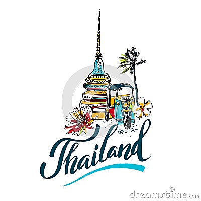 A vector illustration of Info graphic elements for traveling to Thailand, Vector Illustration