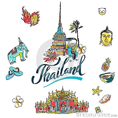 A vector illustration of Info graphic elements for traveling to Thailand, Vector Illustration