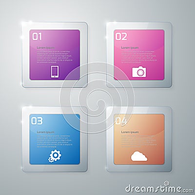 Vector illustration infographics glass squares with rounded corners Vector Illustration