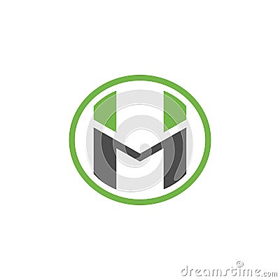 vector illustration initial letter h m and circle icon logo modern design Vector Illustration
