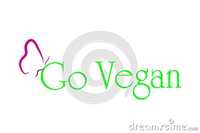 Vector illustration inscription go vegan. Cartoon Illustration