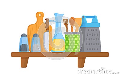 Vector illustration of an insulated kitchen shelf on a white background. Vector Illustration