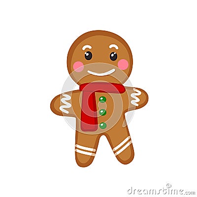 Vector illustration of an isolated gingerbread man on white background Vector Illustration
