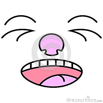 Vector illustration of isolated laughing emoticon on a white background. Vector Illustration