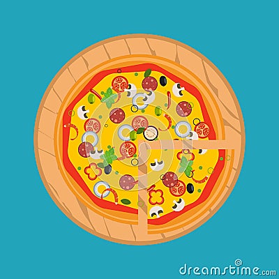 Vector Illustration. Isolated pizza, traditional ingredients Vector Illustration