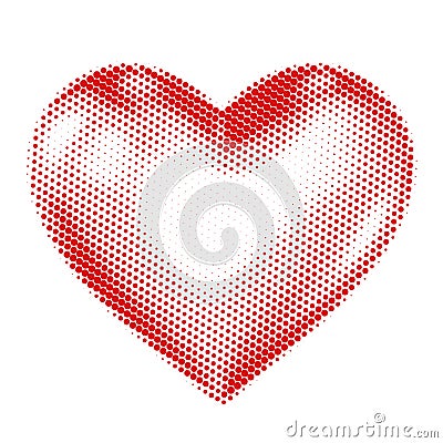 Vector Illustration of Isolated Red Halftone Heart Over White Background Vector Illustration