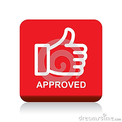 Approved thumbs up button Cartoon Illustration