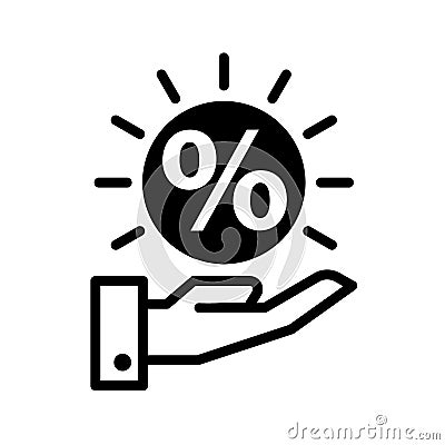 Discount icon on hand Vector Illustration